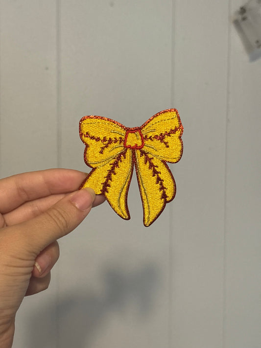 Glitter Softball Bow Patch