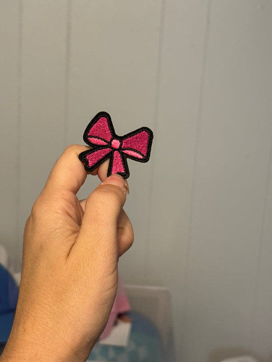 Mini Pink and Black Bow Patch