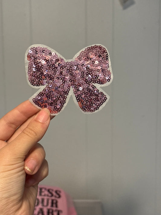 Light Pink Glitter Bow Patch