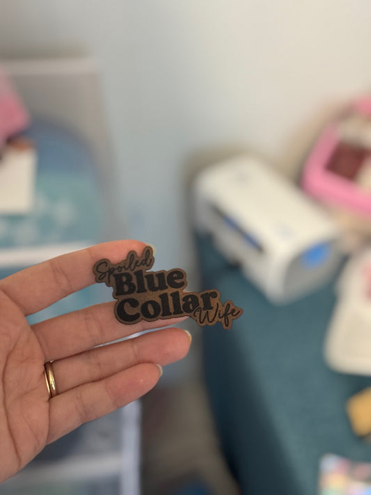Small Blue Collar Wife Leather Patch