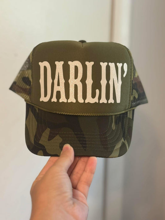 Camo with White Letters - DARLIN' Hat